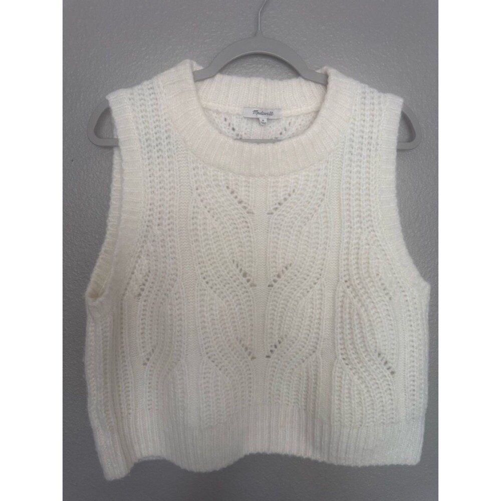 Madewell Cream Sweater Vest preppy coquette size M